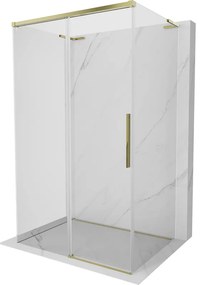Mexen Rox-3SL, 3-stenný posuvný sprchový kút 160 x 90 cm, číre sklo, zlatý profil, 8C2L-160-090-50-00-3S