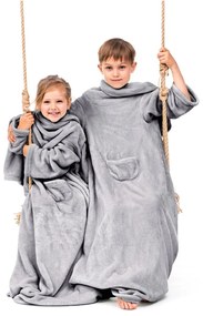 Sivá detská televízna deka s rukávmi DecoKing Lazykids