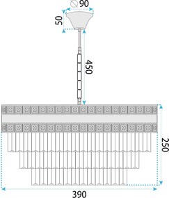 Toolight Toolight, LED krištáľové svietidlo 40cm, 5xE14, G047-CP, zlatá, OSW-08940