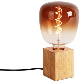 Vidiecka stolová lampa z prírodného dreva vrátane LED G140 - Bloc