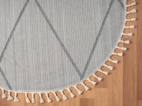 My Flair, Kusový koberec Moroccan Charm weiß kruh, 190x190 (průměr) kruh, čiernobiela, obývacia izba