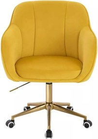 LuxuryForm DESIGN Stolička AVOLA VELUR na zlatej podstave s kolieskami - žltá