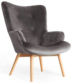 Kreslo ušiak MOSS velour grey