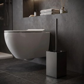 Rea B110, voľne stojaca WC kefa s kovovou nádobkou, 39 cm, grafitová, REA-08871