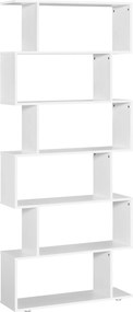HOMCOM Kniha z Políc 6 Políc Drevená S Tvar 80x24x191 cm Biele Police | Aosom