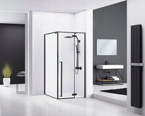 Rea Fargo Black, sprchový kút s krídlovými dverami 90 (dvere) x 90 (stena) x 195 cm, 6mm číre sklo, čierny profil, REA-K6318