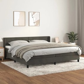 Posteľný rám boxspring s matracom tmavosivý 200x200 cm zamat 3130860