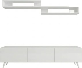 TV stolík MIYA 150 cm s nástennou policou, biely