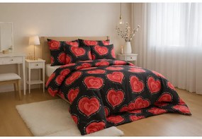 Polybavlnené obliečky na 2 postele VALENTINE, čierne Rozmer obliečky: 2 ks 70 x 90 cm | 2 ks 140 x 200 cm