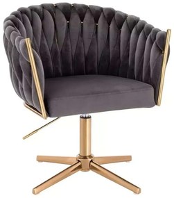 LuxuryForm DESIGN Stolička NORDEN VELUR na zlatom kríži - tmavosivá