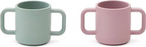 Svetloružové/tyrkysovomodré silikónové detské hrnčeky v súprave 2 ks Lili – Kave Home