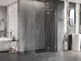 Mexen Lunar T, sklopný sprchový kút pravý 110 x 100 cm, 8mm číre sklo, chrómový profil, 834T-110-100-01-00-P