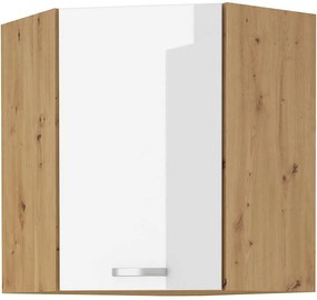 Horná rohová kuchynská skrinka Arryn 60x60 GN-72 1F (45°) (korpus: dub artisan / front: lesk biely). Vlastná spoľahlivá doprava až k Vám domov. 1134383