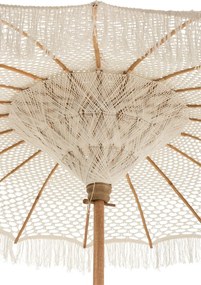 Prírodný drhaný slnečník s drevenou tyčou Macrame - ∅200*250 cm