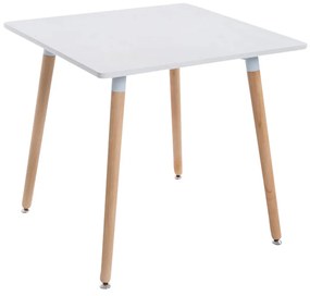 Jedálenský stôl drevený Bent, nohy natura - v75 x 80 x 80 cm - Biela