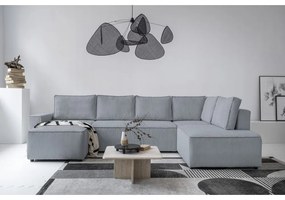 Svetlosivá menčestrová rozkladacia rohová pohovka (pravý roh/do tvaru "U") Brave Dave – Miuform