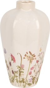 Béžová keramická váza s lúčnymi kvetmi Flowers of Love S - Ø 17*30 cm