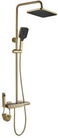 Sprchový set s termostatom Rea Rob tmavo zlatý - vaňová batéria, dažďová, ručná a bidetová sprcha