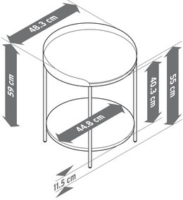 Odkladací stolík s keramickou doskou s mramorovým vzhľadom