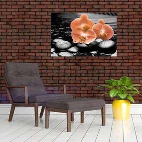 Obraz - Oranžové orchidey (90x60 cm)