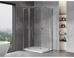 Mexen, Mexen Mist L Duo sklápací sprchový kút 115 x 105 cm, priehľadný, chróm - 8A4L-115-105-01-00