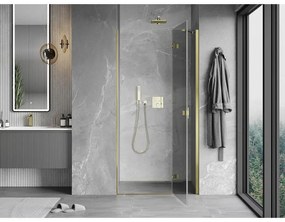 Mexen Mist-H, 1-krídlové sprchové dvere pravé 75 cm, číre sklo, zlatý lesklý profil, 8A5-075-000-50-00-P