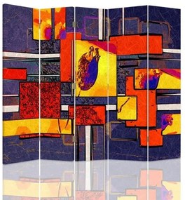 Ozdobný paraván Barevná abstrakce - 180x170 cm, päťdielny, obojstranný paraván 360°