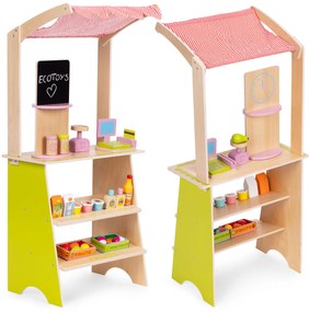 ECOTOYS Drevený detský stánok s pokladňou a váhou