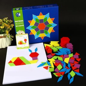 KZ0864 DR Drevené skladacie puzzle - Tangram 130 dielov