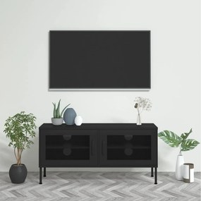 TV skrinka čierna 105x35x50 cm oceľ