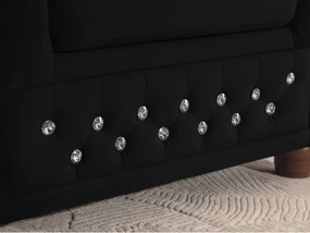 Čierna zamatová rozkladacia rohová pohovka (ľavý roh/do L) York Blik – Ropez