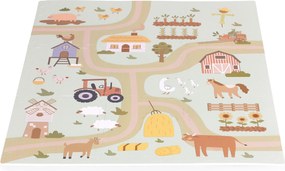 ECOTOYS Detská EVA penová podložka – puzzle Farma 90,5×90,5 cm, 21 dielov, písmená a čísla