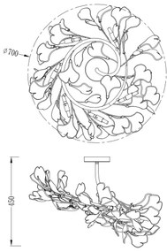 Zuma Line MX2858-6-EGN - Prisadený luster LEAF 6xG9/42W/230V zlatý