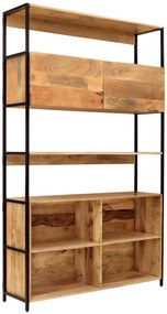 furniture-nabytek.cz - Kovová knižnica v kombinácii s drevom mango 130x213x35