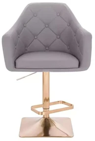 LuxuryForm DESIGN Barová stolička ANDORA na zlatej hranatej podstave - šedá