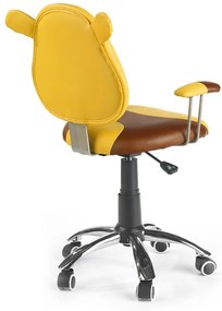 Detská stolička na kolieskach KUBUS — ekokoža, žltá/hnedá