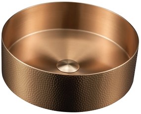 Sapho Sapho, AURUM nerezové umývadlo na dosku, priemer 38cm, vrátane odtoku, tepaný kov, meď mat, AU301-T