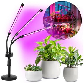 Kobi LED Stmievateľná stolná lampa na pestovanie rastlín VITARO 3xLED/10W/230V čierna KDSN00000084