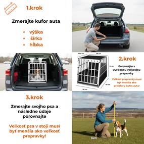 Prepravka pre psa BRUNO, 66x90x72cm, strieborná/čierna Jurhan