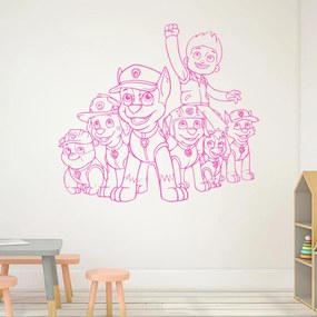 Veselá Stena Samolepka na stenu na stenu Ryder a Labková patrola Farba: růžová, Veľkosť: 100 x 88 cm