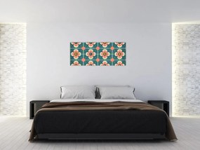 Obraz - Retro vzor s kvetmi (120x50 cm)