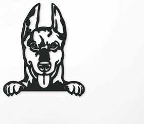 drevko Drevený obraz na stenu Doberman Rozmer obrazu: 44,5 x 38,5 cm, Farba dekorácie: Čierna