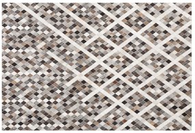 Kožený koberec 140 x 200 cm sivá/hnedá AKDERE Beliani