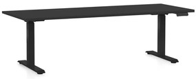 Výškovo nastaviteľný stôl OfficeTech D, 200 x 80 cm, čierna podnož, čierna