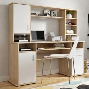Psací stůl Vigo 160 cm s nástavcem dub Sonoma/bílý