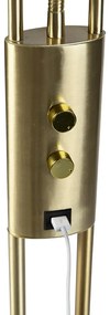 Zlatá stojaca lampa s lampou na čítanie vrátane LED a USB portu - Sevilla