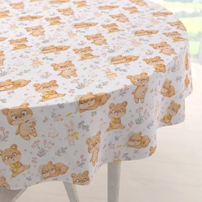 Biante Detský bavlnený okrúhly obrus Sandra SA-524 Roztomilé medvedíky na bielom Ø 50 cm