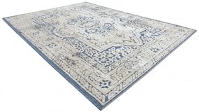 Koberec SOLE D3871 Ornament, ramka - ploské tkanie modrý / béžový