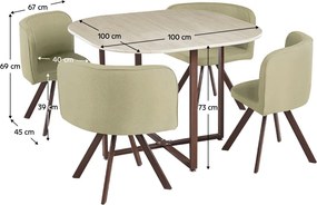 Jedálenský set 1+4, svetlohnedá/prírodná, BEVIS NEW