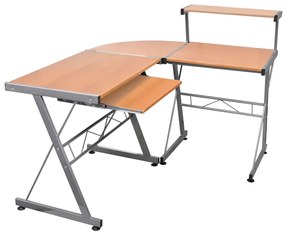 Rohový počítačový stôl hnedý 132x112x99 cm spracované drevo